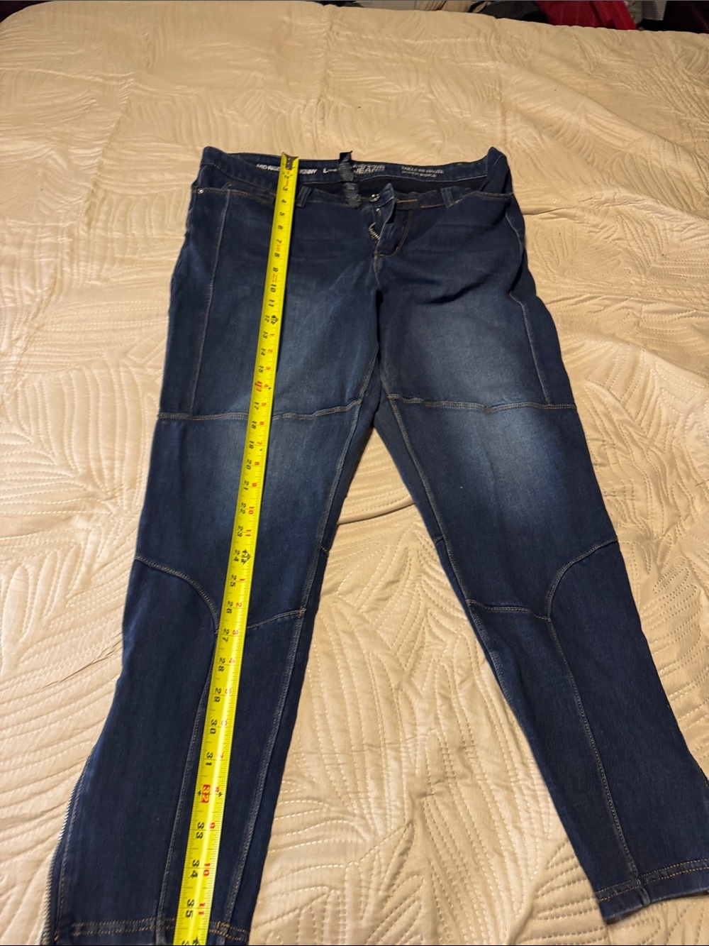 Peter Nygard Women’s Dark Blue Stretch Slim Jeans Sz 14-16 Large Zippers Ankles